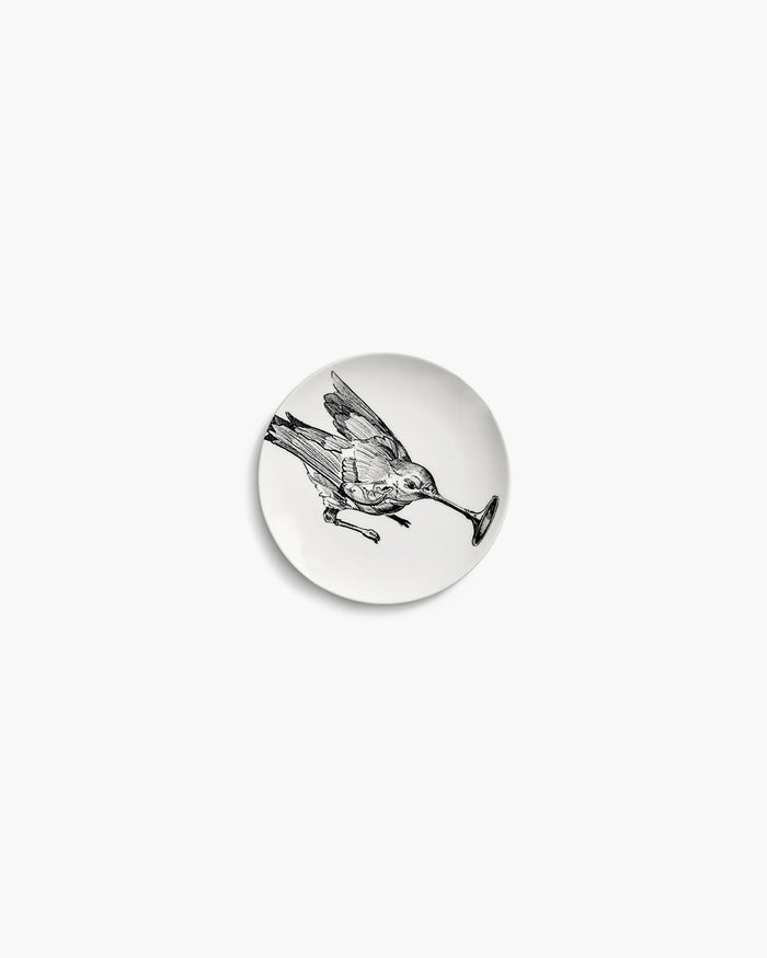 Bread plate hummingbird white - black Unity